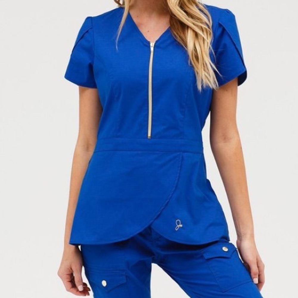 Jaanuu Tulip Royal Blue Scrub Top
